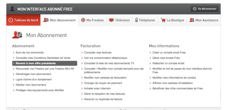 Free Espace Abonné Freebox Mon Compte Facture
