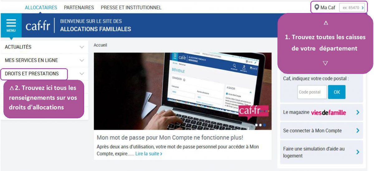 Caf.fr Espace Mon Compte Rubrique La Caf Me Demande