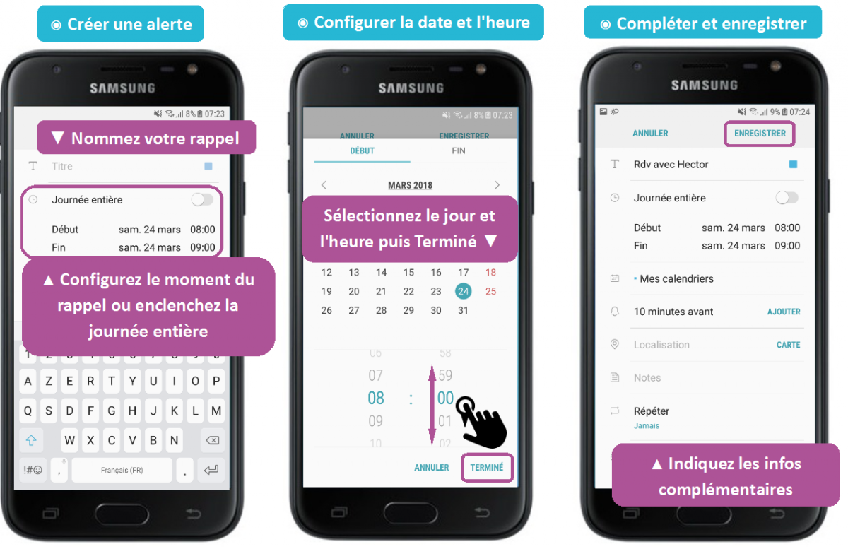 Samsung Notes et Calendrier (natives) — Xyoos